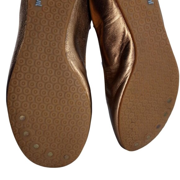 Juil The Flat Gold Bronze Leather Metallic Slip On Ballerina Flats Size 10 - Picture 8 of 14